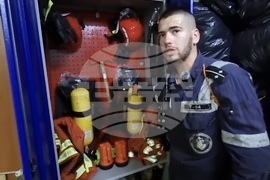 Day 35 - Bulgarian navy research ship bound for Antarctica - LT Stanislav Stefanov Shows Firefighting Equipment Aboard RSV 421