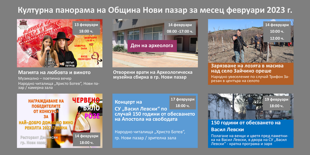 Културна панорама на Община Нови пазар за месец февруари 2023 г.
