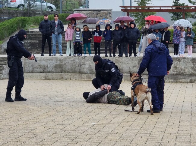 Ученици от Черноочене наблюдаваха полицейска демонстрация с куче