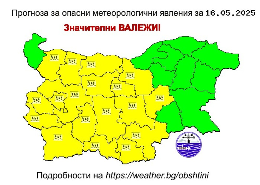 18 out of Bulgaria's 28 Districts Are under Heavy Rain Alert