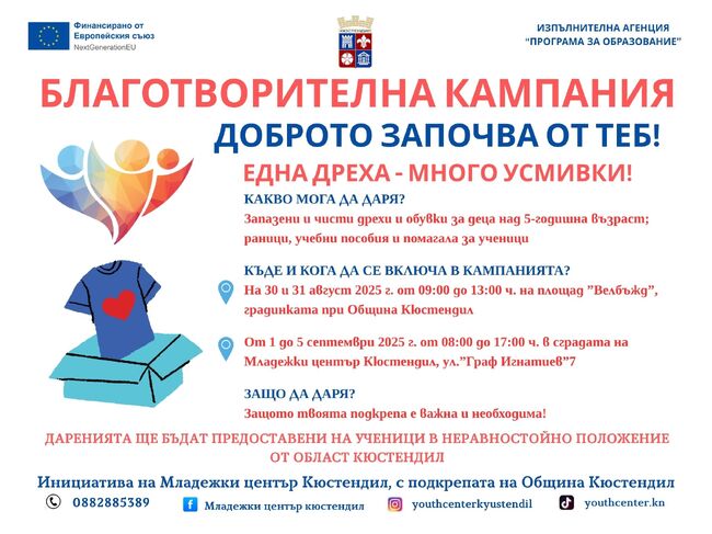 МЦ Кюстендил: Благотворителна кампания и нова библиотека в младежкия център