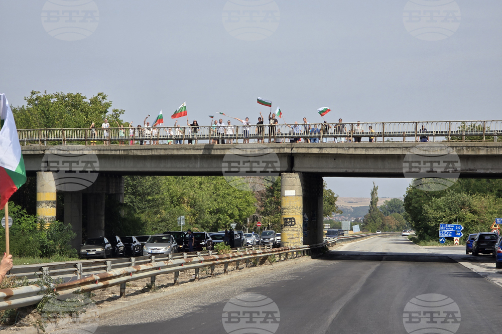 Citizens Protesting Water Shortage in Pleven Region Block Major Road