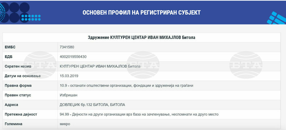 North Macedonia’s Central Registry Deletes Bulgarian Cultural Centre Association in Bitola