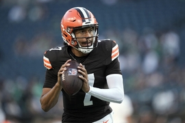 Cleveland Browns defensive tackle Maurice Hurst stops Philadelphia Eagles  quarterback Marcus Mariota (8) during the first half of an NFL preseason  football game Thursday, Aug. 17, 2023, in Philadelphia. (AP Photo/Matt  Rourke